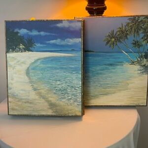 Two framed beach wall art pieces, like new! Light weight, non smoking area
